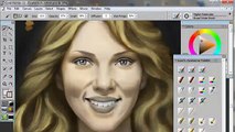 How to Draw & Paint a Portrait (of Scarlett Johansson) using Corel Painter & Wacom tablet