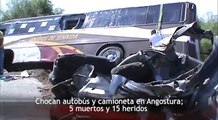 5 muertos y 23 heridos tras choque entre  autobús y camioneta en Angostura, Sinaloa
