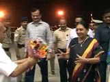 Ahmedabad Gujarat CM Anandiben Patel arrives at Airport