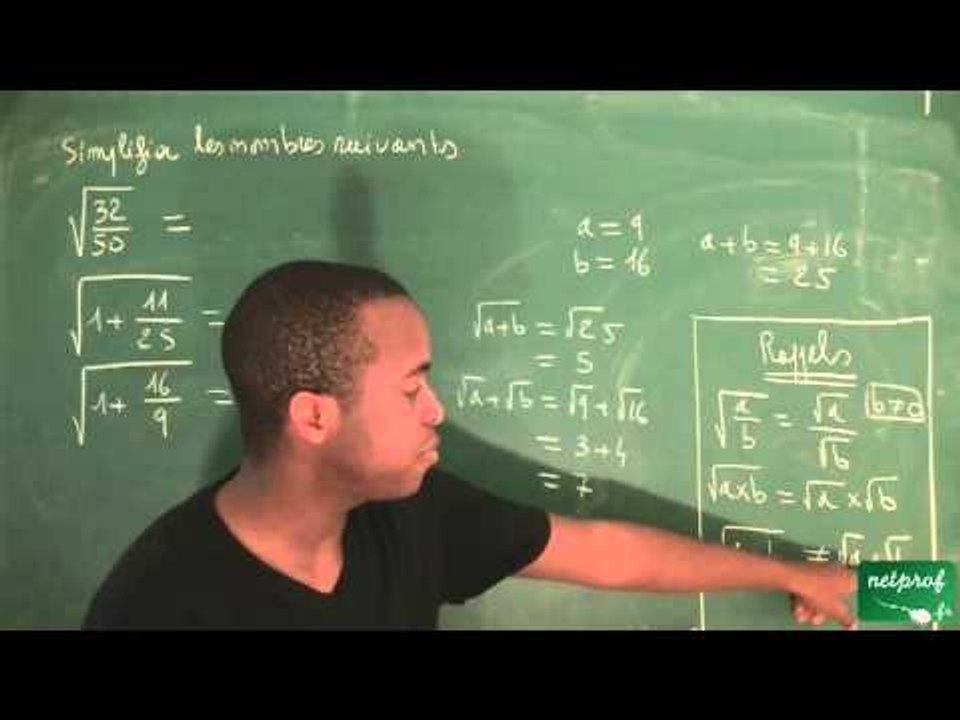 002 / Nombres, ordre dans R / Simplification d'expressions avec des racines carrées