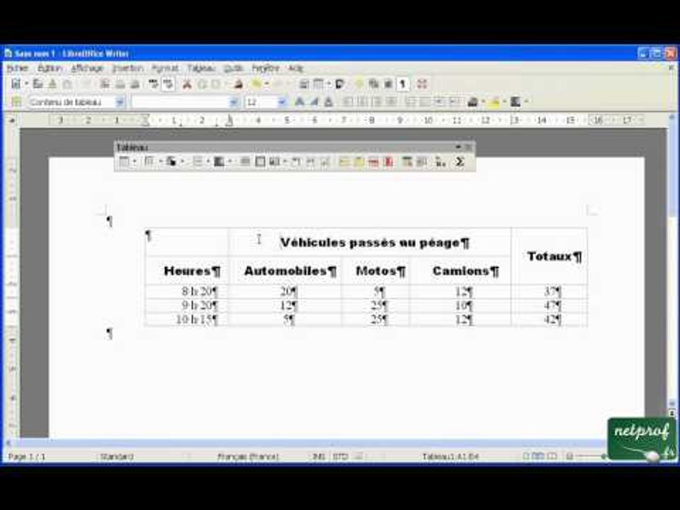 Initiation au traitement de texte Libroffice Writer - Créer un tableau - cours 02 - Mise en forme