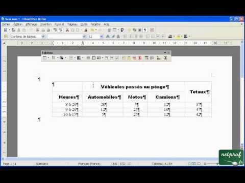 Initiation au traitement de texte Libroffice Writer - Créer un tableau - cours 02 - Mise en forme