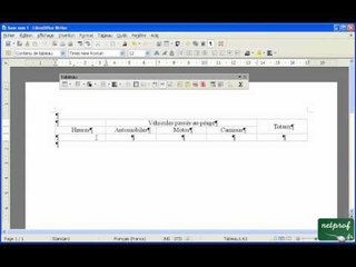 Initiation au traitement de texte Libroffice Writer - Créer un tableau - cours 01