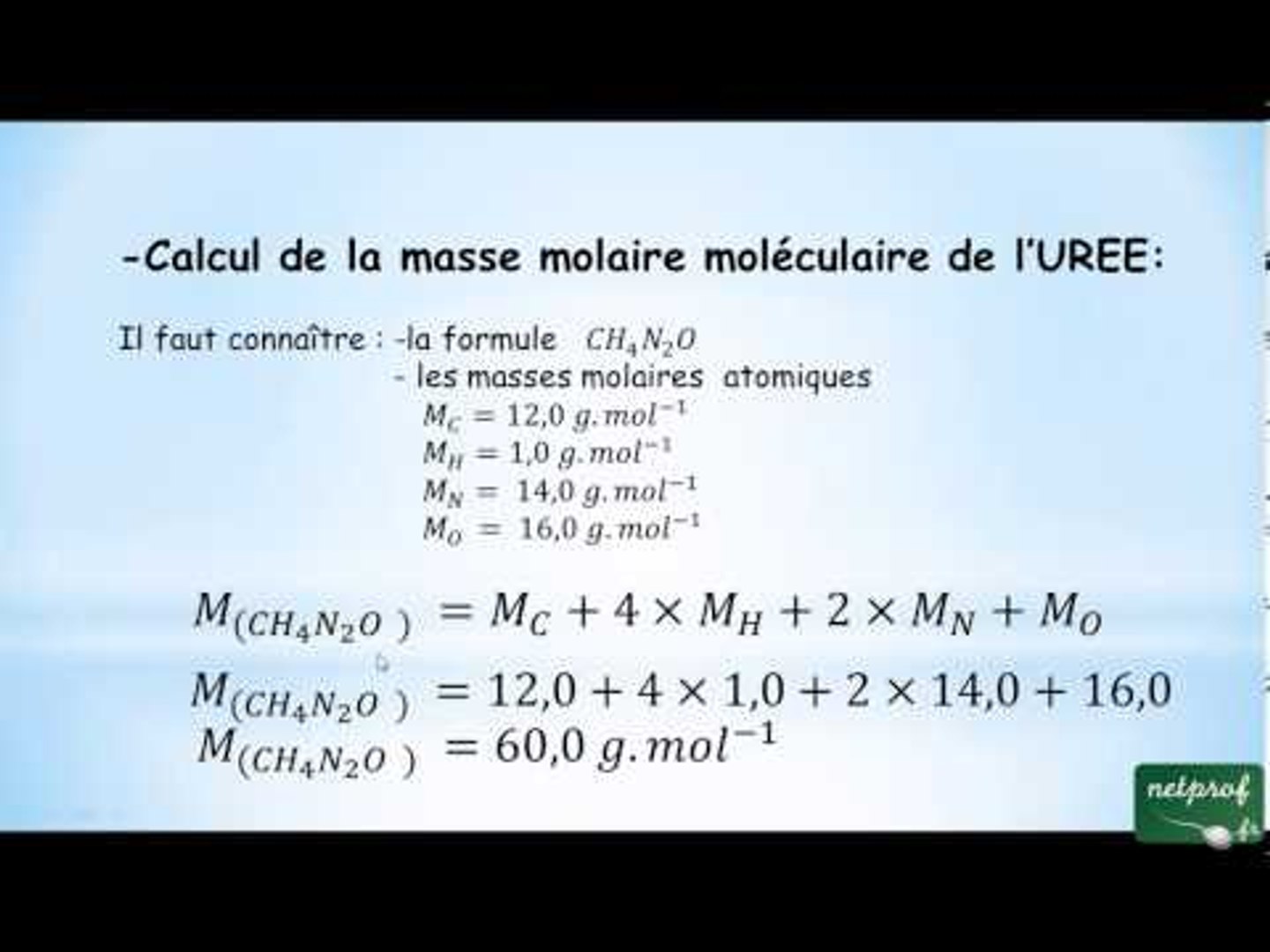 Calculer une masse molaire moléculaire - Vidéo Dailymotion