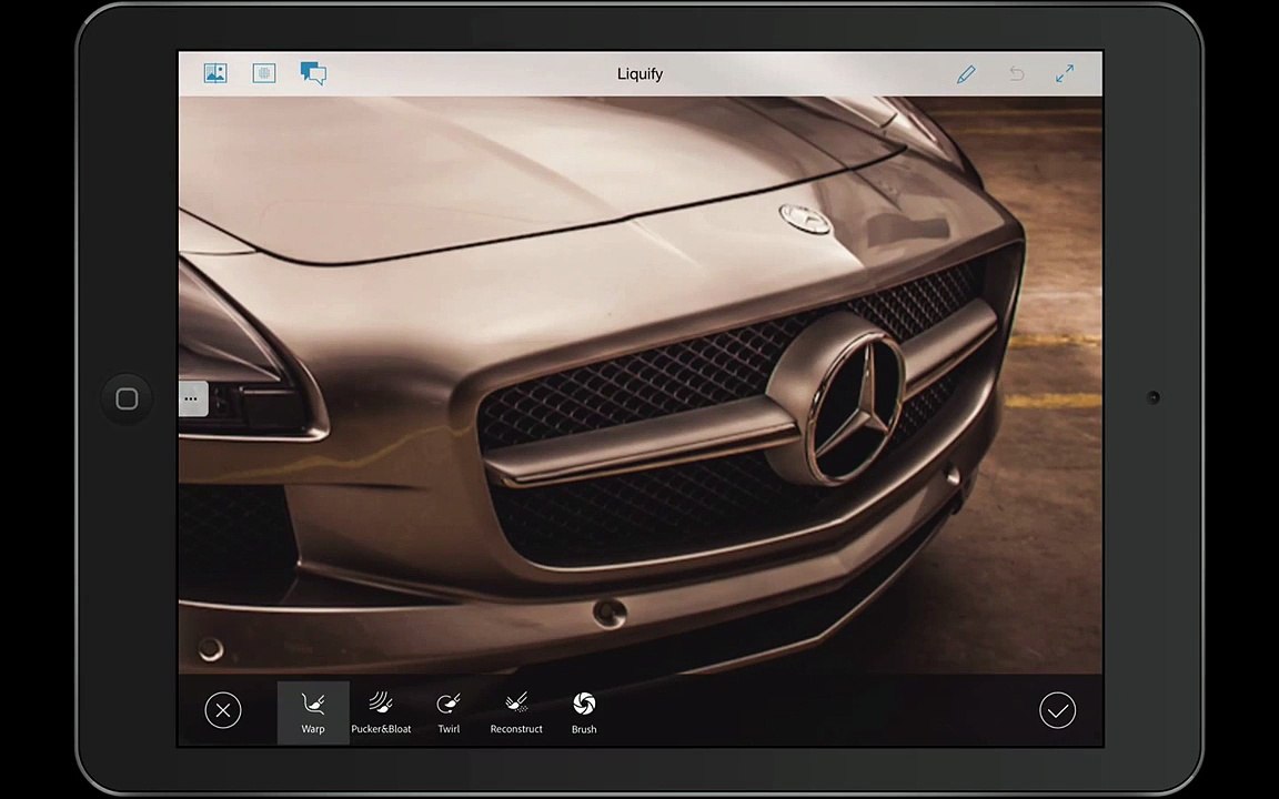 Démo de la future appli Smartphone Adobe Photoshop : retouche de photos de 50MP