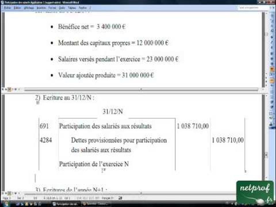 26.2 Participation des salariés Application 1