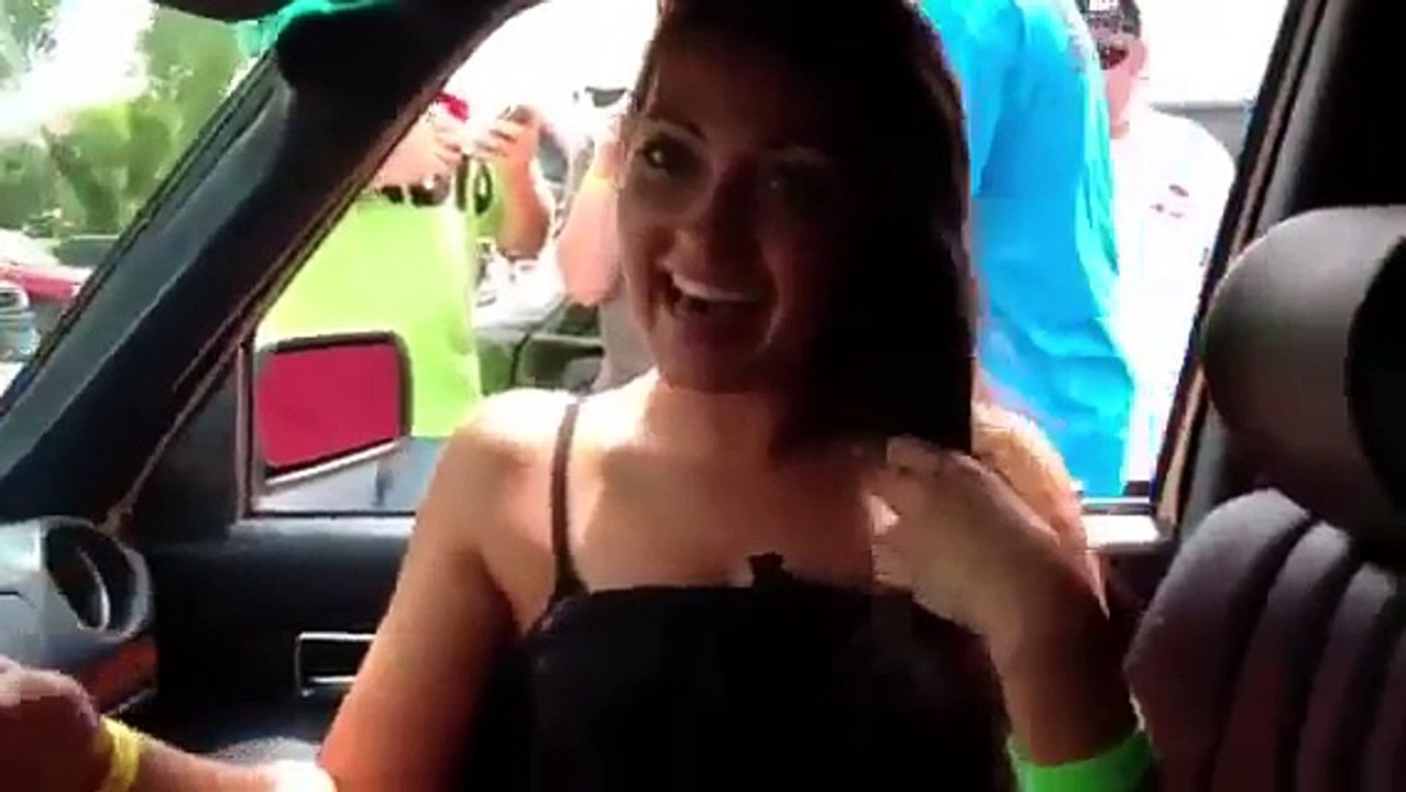 Cute Girl Enjoys Bass in Car Alone