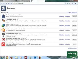 Google Chrome: Les extensions