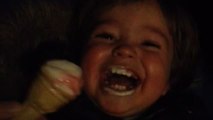 Baby finds eating ice cream hilarious