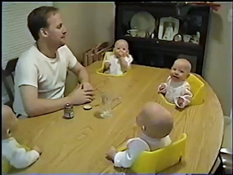 Babies having fun with dad