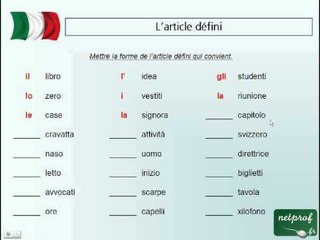 L'article défini : cours et exercice