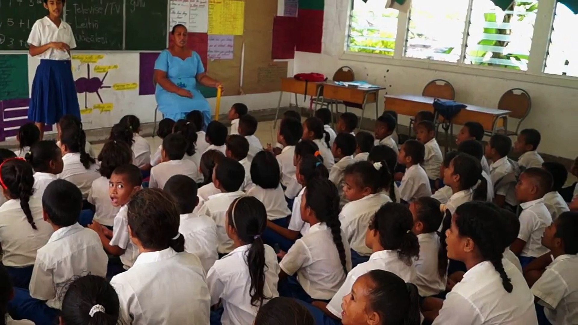 Morning school assembly, Samoa