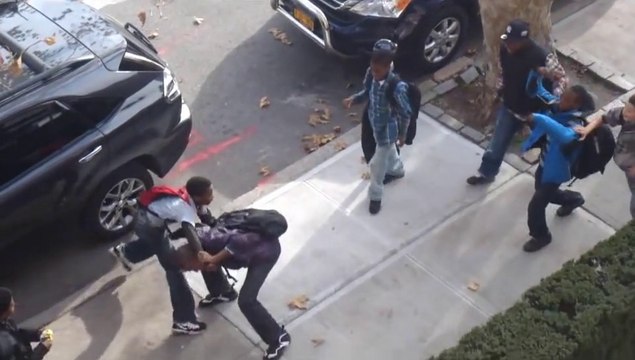 Man breaks up a Kids Fight by yelling from his window...