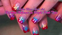 DIY Nail Art | Rainbow Hibiscus Flower Nails | Pink Tip Design Tutorial