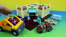 BatCar McQueen Saves Disney Pixar Cars Mater from the Joker in Imaginext Gotham City Jail