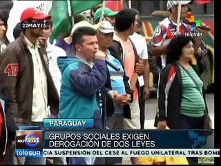 Grupos sociales paraguayos exigen derogación de dos leyes