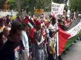 Marcha hacia la embajada de Israel en apoyo a Palestina.