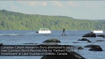 Guy hoverboards across a Canadian lake and into history