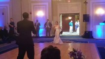 Bride play baseball with dad during first dance
