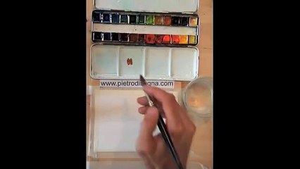 corso di pittura ad acquerello gratis sfumatura discendente sul bagnato per le colline del paesaggio