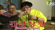 yoo jae suk and kim jong kook steal meat.