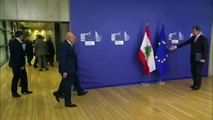 Mogherini and Juncker with Lebanese PM Tamman Salam