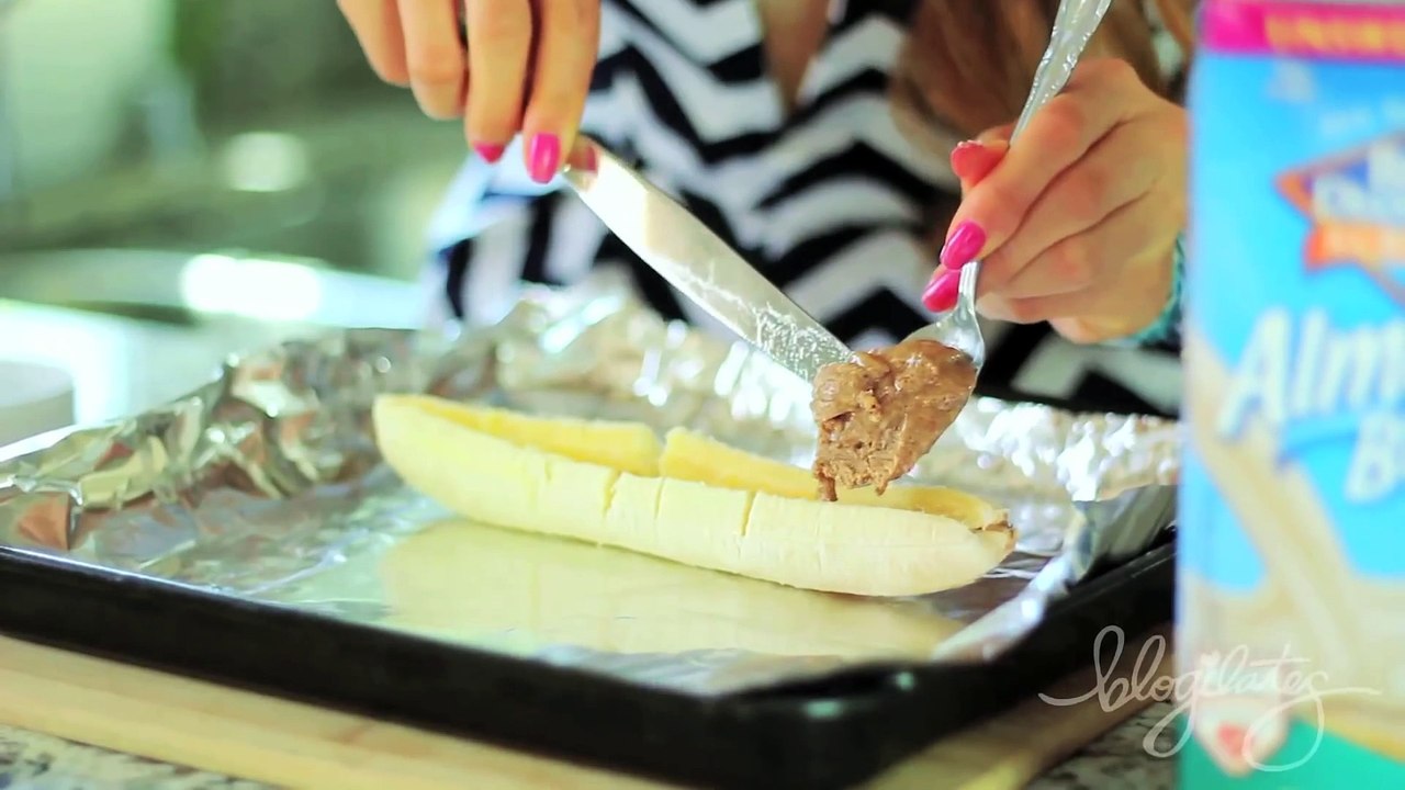 Baked Almond Butter Banana Boat _ Cheap Clean Eats