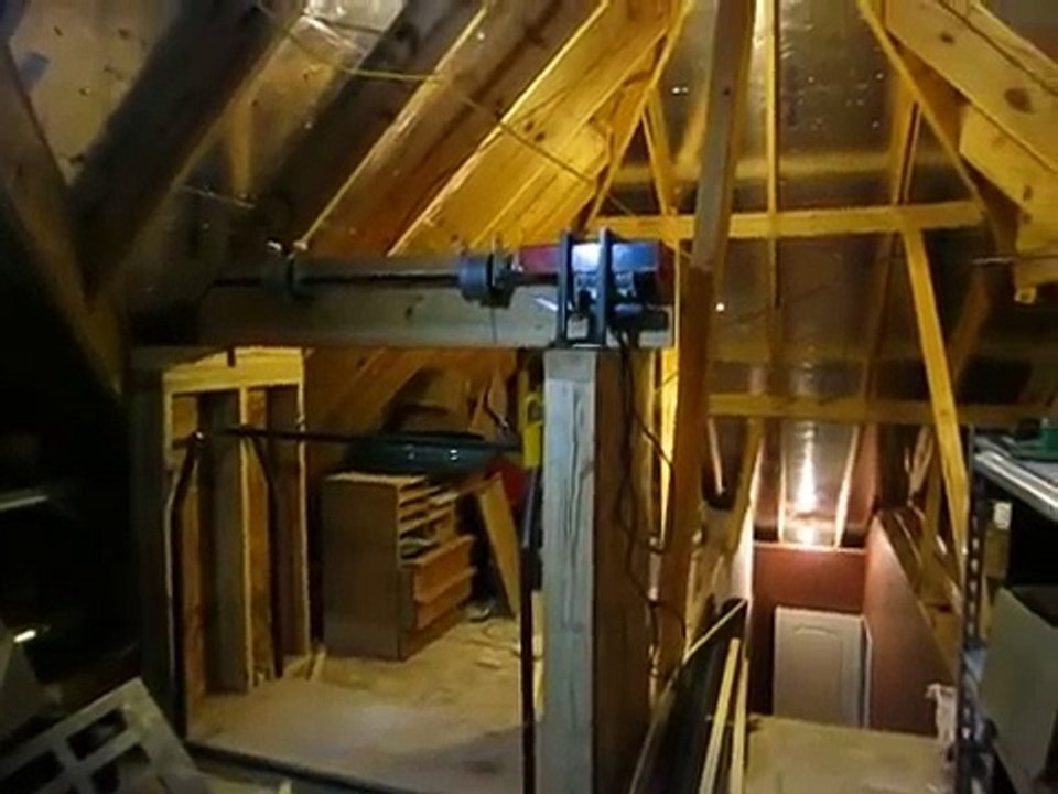 Home made garage attic lift hoist elevator dumb waiter using garage door components