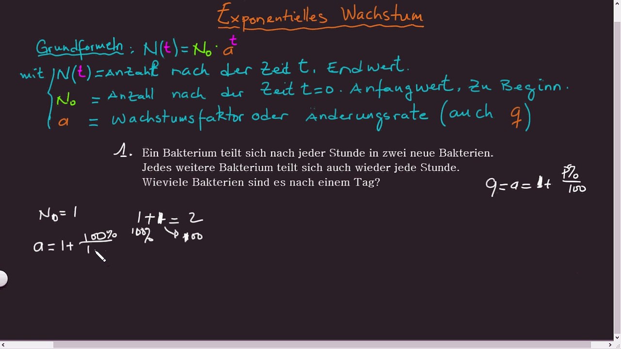 Exponentielles Wachstum - Teil 1 Grundformeln und Beispiel 1