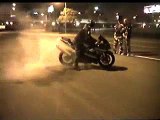 rolling burnout, powerslide on our gsxr 600