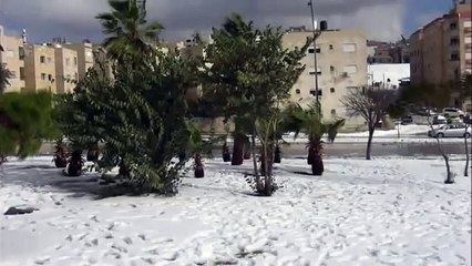 بالفيديو : في حالة فريدة.. التزلج على ثلوج غطت العاصمة الأردنية