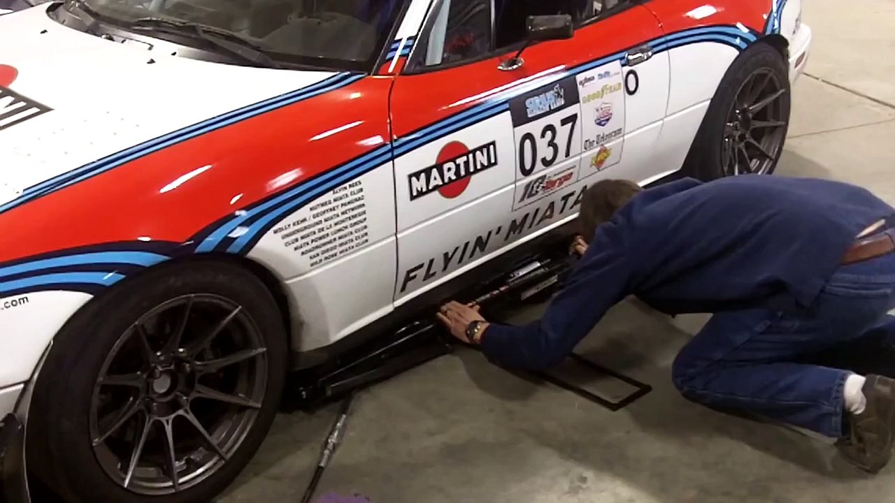 Lifting a low race Miata with a Ranger QuickJack