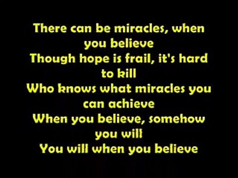 When you Believe Lyrics On Screen by Mariah Carey ft Whitney Houston