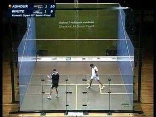 ramy ashour jumps over john white-squash rally