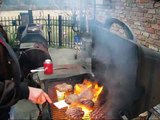 Grilled hamburgers smoked BBQ grill