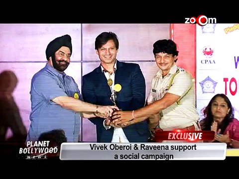 Vivek Oberoi and Raveena Tandon support an anti tabao campaign - Bollywood News