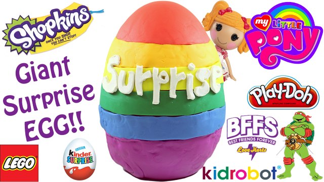Giant Rainbow Play Doh Surprise Egg | Shopkins BFFs My Little Pony Kinder Eggs LEGO Awesome Toys TV