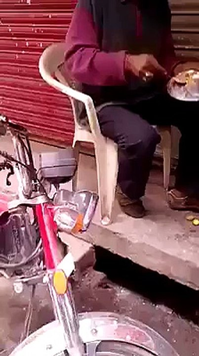 The man threw a sack of flour at food