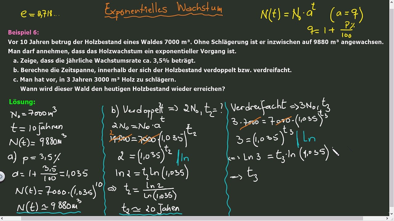 Exponentielles Wachstum - Teil 1. Beispiel 6