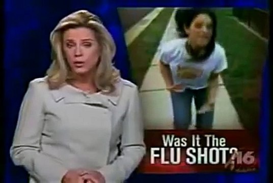 girl walks backwards after flu shot