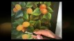 Acrylic Painting Techniques - How to paint leaves and fruit in acrylics - topiary  fruit tree