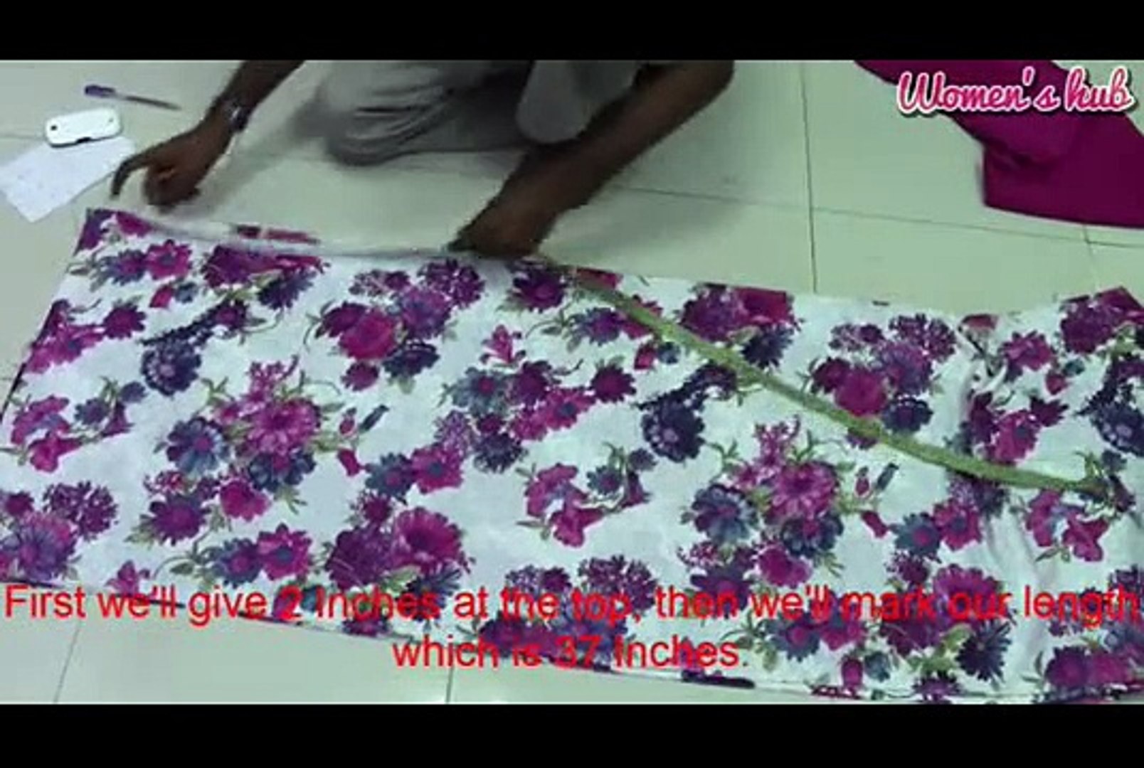 ⁣Apple Cut Top and Churidhar Patiyala - 2. Marking and Cutting of Apple Cut Top