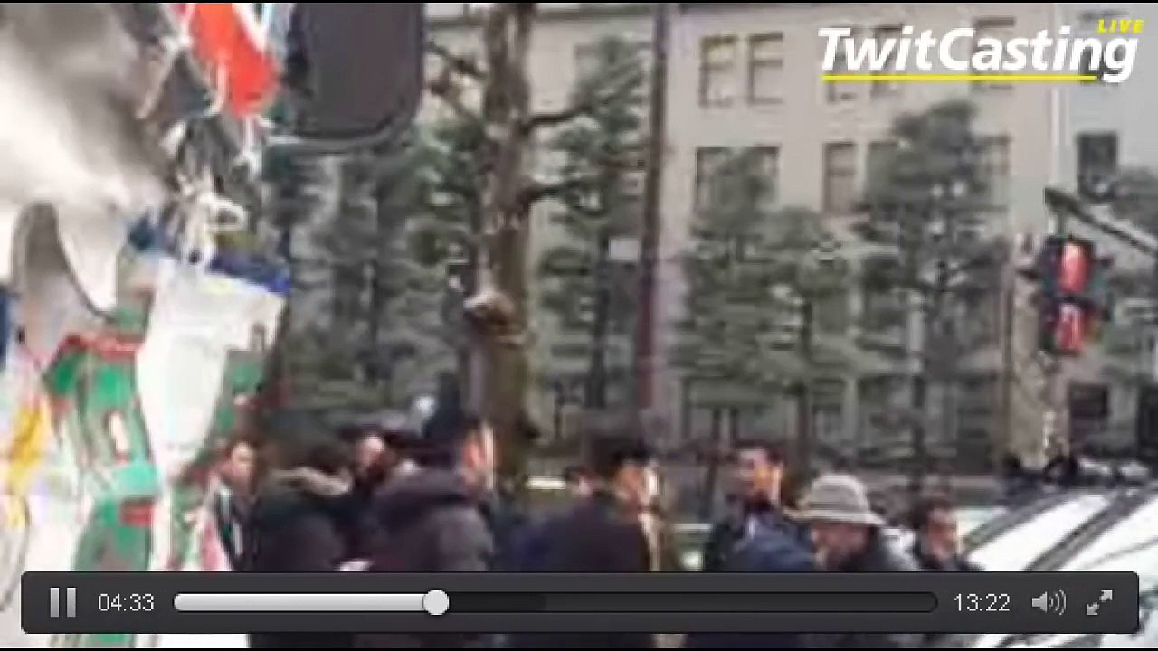 衝撃映像　左翼が不法占拠中の反原発テントを右翼が襲撃　街宣右翼　民族派