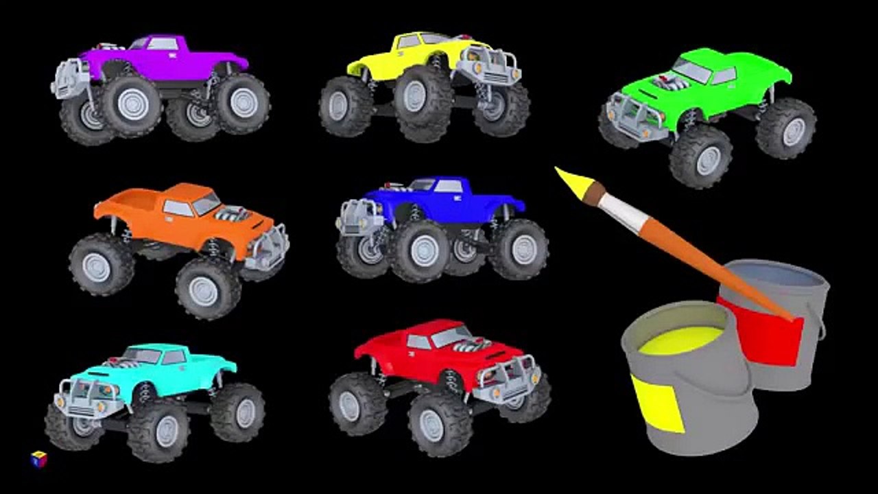 Monster trucks for children kids Learn colors, learn to count