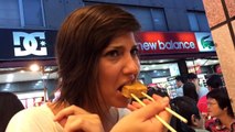 Ariel trying stinky tofu in Taiwan for the first time