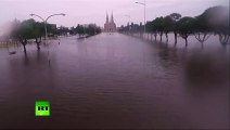 DRONE- Floods hit Argentina, 1000s evacuated over highest water levels in 25 yrs