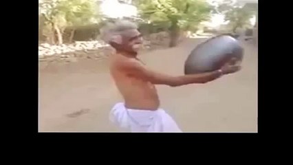 Weird old indian man dancing after getting drugs