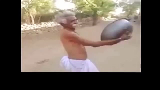 Weird old indian man dancing after getting drugs
