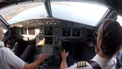 Heraklion LGIR Cockpit view landing rwy 27