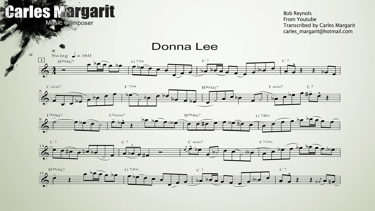 Donna Lee - Charlie Parker (Bob Reynolds) Transcribed by Carles Margarit